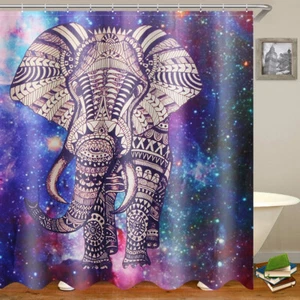 71"X71" Shower Curtain Decor Pattern Elephant Waterproof, Not Easy To Stick Oil - Picture 1 of 9
