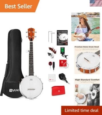 26-Inch Mini Travel Banjo Beginner Kit - Includes Carrying Bag & Accessories - Image 1 of 4