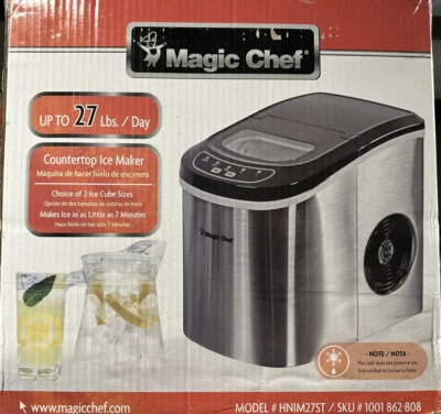 Magic Chef Portable Stainless Steel Countertop 27 lbs Per Day Ice Maker HNIM27ST - Image 1 of 4