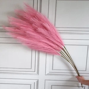 Großes hellrosa künstliches Pampasgras 3 Stiele 115 cm hoch flauschige Kunstblume - Bild 1 von 7