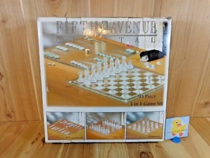 Fifth Avenue CRYSTAL 95-teiliges 3 in 1 Spiel Set SCHACHSCHE CHECKER BACKGAMMON komplett - Bild 1 von 6