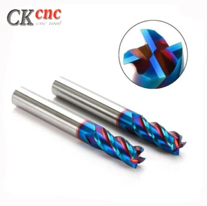 Tungsten steel 4 blade 65° nano blue coating high hardness high end mill  - Picture 1 of 11