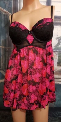 Camisón Babydoll Secret Treasures Talla M Recortado Espalda Diseño Corazón Acolchado Foto 1 de 4