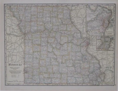 Original 1920 Electric Railway Map MISSOURI Springfield St. Louis Potosi Joplin - Image 1 of 4