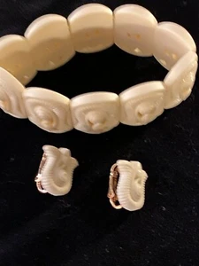 AVON Gracious Tulips Armband und passende Ohrclips elfenbein TOP - Bild 1 von 5