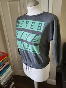 Primark Grey Cropped Sport Sweatshirt Size 6 - Foto 1 di 6