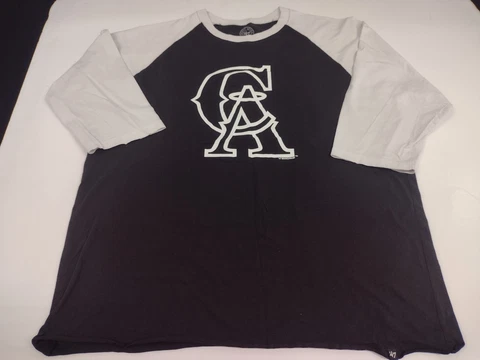 California Angels Raglan 3/4 Quarter Sleeve Baseball Shirt XXL Blk/Wht #1902 Cover