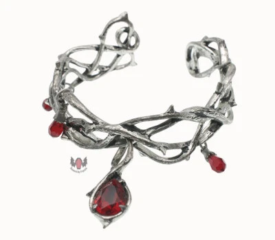 Alchemy Gothic Passion Bracelet A80 Pewter Goth Red Thorn Pretty Crystal - Image 1 of 4