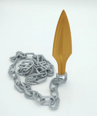 Mortal Kombat Scorpion Kunai con cadenas 60" plata y oro impreso en 3D Foto 1 de 4