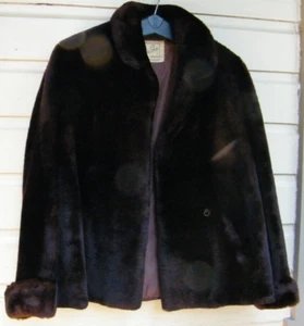 Vintage Beau Mouton Chocolate Brown Velvety Sheared Lamb Fur Jacket Small (?) - Picture 1 of 9