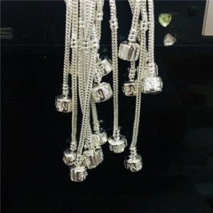 Silver Plated 10pcs 3mm Snake Chain Copper Bracelets Fit European Beads 19cm - Picture 1 of 4