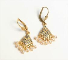 La Vie Parisenne Catherine Popesco Small Lace Fan Earrings with White Pearls