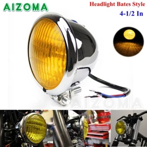 4.5'' inch Motorcycle Headlight Headlamp Yellow Lens For Harley Chopper Bobber - Picture 1 of 12