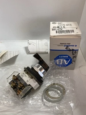 ALLEN BRADLEY 800T-H17A SELECTOR SWITCH 2-POS. MAIN. BLACK KNOB LEVER SER T NIB - Image 1 of 4