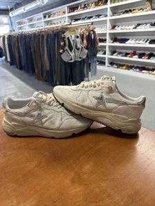 Golden Goose Women Running Sole Sneaker White Silver Gold Auth Size 40 US 9-10 - Picture 1 of 11