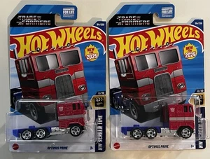 Pair Of 2025 Hot Wheels Optimus Screen Time Prime Truck Transformers NEW - Picture 1 of 2