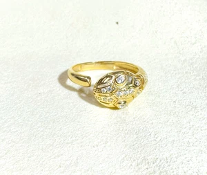 Anillo de serpiente pavé de oro amarillo sólido de 14K tamaño envoltura ajustable - Imagen 1 de 11