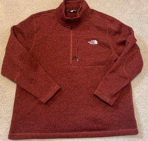 North Face Pullover Herren 2XL Meliert Rot 1/4 Zip Fleecepullover Outdoor - Bild 1 von 7