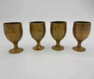 Set of 4 Brass Small Goblets Cordial Glasses - Picture 1 of 4