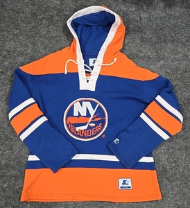 Starter New York Islanders Hooded Sweatshirt NHL Size Large Hockey Embroidered - Picture 1 of 11
