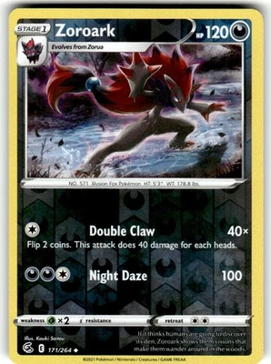 Pokemon - Zoroark - 171/264 - REVERSE HOLO - FUSION STRIKE -NM - Image 1 of 2