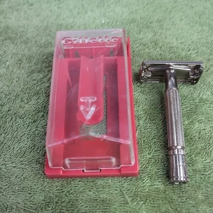  Gillette Super Speed einteiliger zweischneidiger Sicherheitsrasierer TV mit Etui - Bild 1 von 13