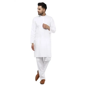Neu mit Etikett Skavii Kurta hergestellt in Indien Herren weiß Mandarinkragen Langarm M - Bild 1 von 5