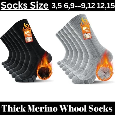 Calcetines térmicos de lana merino para hombre y mujer 3 pares de calcetines gruesos cálidos acolchados Foto 1 de 4