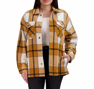 HFX Snap-Down Shirt Jacke Shacket schwarz braun elfenbein Damen Medium Neu mit Etikett - Bild 1 von 8