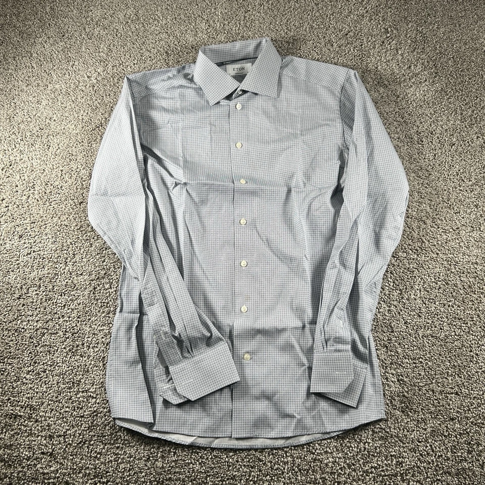 ETON Contemporary Shirt Mens 42-16.5 Blue Designer Long Sleeve Button Up Classy - Image 1 of 4