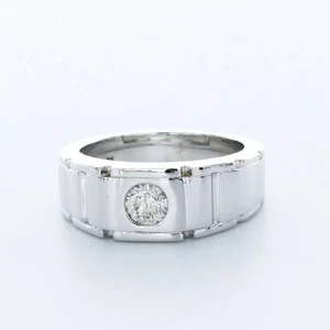 Anillo de una sola piedra para hombre de oro de 14 quilates clásico diamante natural redondo de 0,50 quilates G VS2 - Imagen 1 de 11