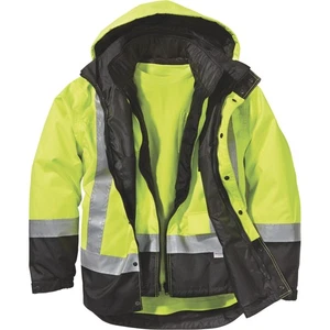 Men's Gravel Gear Class 3 High Visibility 4-in-1 Parka, Lime/Black, Large - Picture 1 of 16