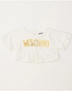 MOSCHINO Girls Graphic Crop T-Shirt Top 4-5 Years White QT05 - Picture 1 of 3