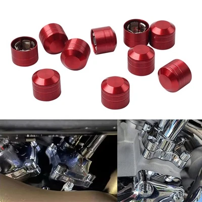 10X Tornillos Cubierta Motor Tapones CNC Rojo Para Harley Doble Cámara Electra Glide Dyna Foto 1 de 4