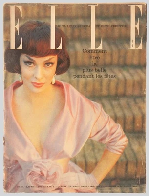 'ELLE' FRENCH VINTAGE MAGAZINE CHRISTMAS ISSUE GINA COVER 11 DECEMBER 1959 - Image 1 of 4