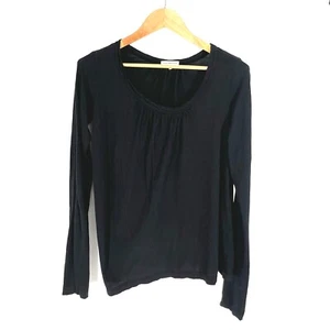 JAMES PERSE Long Sleeve Smocked Top Size 2 Scoop Neck Ruched Black WLD3556 - Picture 1 of 10