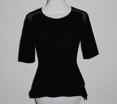 BEAUTIFUL LIFE WITH BIRD BLACK KNIT MESH PEPLUM TOP size 2 AUS 10/12 US 6 - image 1 of 4