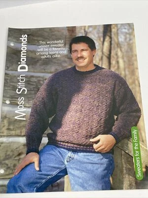 House of White Birches Moss Stitch Diamonds Mens Sweater Knitting Pattern - Image 1 of 4