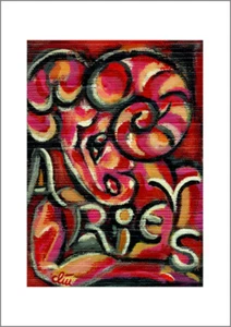 JACQUELINE DITT - Aries A4 DRUCK n.Gemälde Widder Sternzeichen - Bild 1 von 3