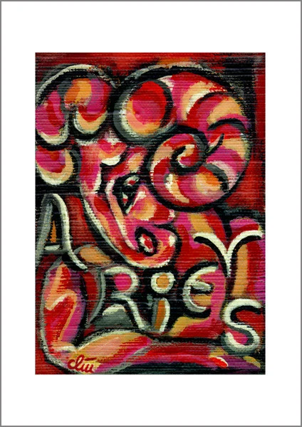 JACQUELINE DITT - Aries A4 DRUCK n.Gemälde Widder Sternzeichen - Bild 1 von 3