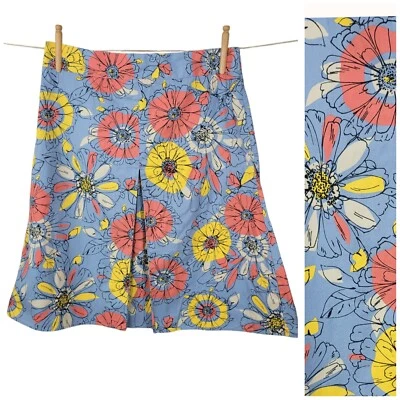 Falda Merona Línea A Talla 10 Floral Azul Rosa Amarillo Clásica Plisada Sobre la Rodilla  Foto 1 de 4