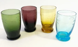 Depressionsglas Weizenmuster Cordial Schnapsglas bunt handgeschliffen Likör 4x - Bild 1 von 7