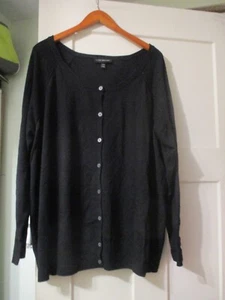 Lane Bryant Crew Neck Button Down Classic Black Knit Cardigan PLUS Size 26/28 - Picture 1 of 5