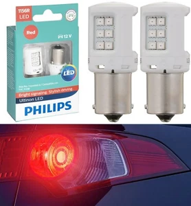 Philips Ultinon LED Light 1156 Red Two Bulbs Stop Brake Rear Replace Upgrade EO - Picture 1 of 12