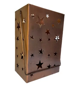 "Luminaria de linterna de metal estrellas rústicas para vela de pilar de 12"" de alto se adapta a vela de pilar de 3"" de diámetro" - Imagen 1 de 14