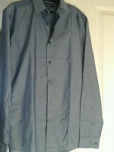 👔👔 Ein kleines marineblau glänzendes Slim Fit Hemd mit 14' Kragen 👔👔 - Bild 1 von 6