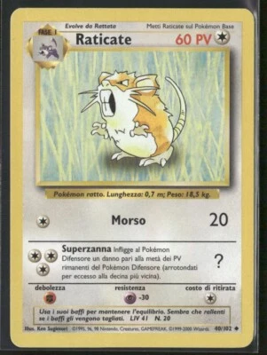 Pokemon TCG Raticate 40/102 Unlimited Base Set Italian - Image 1 of 4