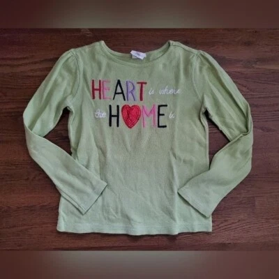 Camiseta CRAZY 8 Niñas 10/12 Verde Térmica "El Corazón es donde está el hogar" Foto 1 de 4