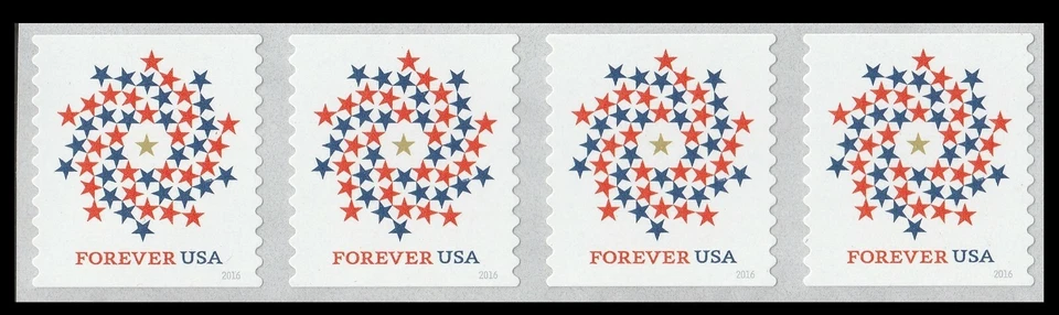 US 5130 Patriotic Spiral F coil strip 4 MNH 2016 - Image 1 of 1