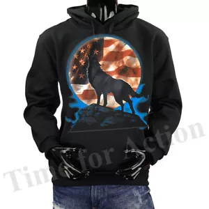 Suéter con capucha gráfico American Howl bandera de EE. UU. animales patrióticos lobo vida silvestre - Imagen 1 de 8